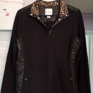 Tommy Bahama Black Sweater with Leopard Accent